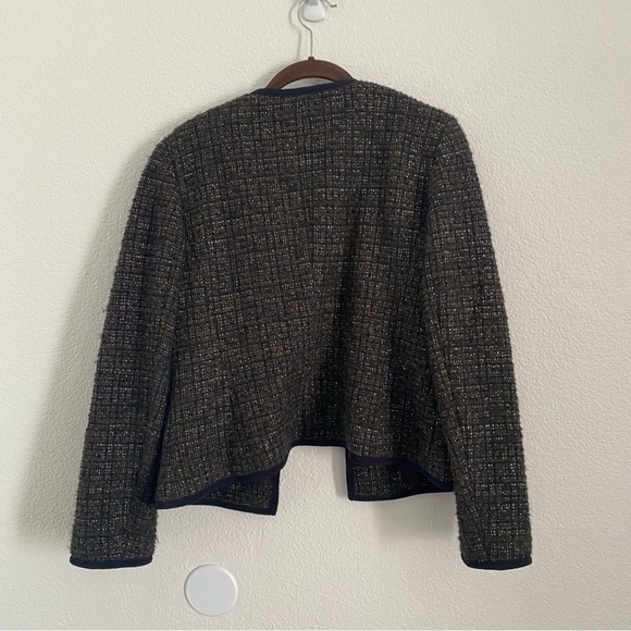 Talbots Women's Size 6 Olive Green Open Front Tweed Blazer Jacket - Picture 5 of 5